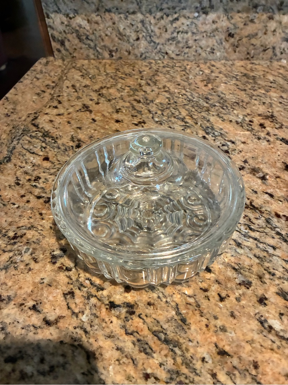 Clear Pressed Glass Covered Candy Dish